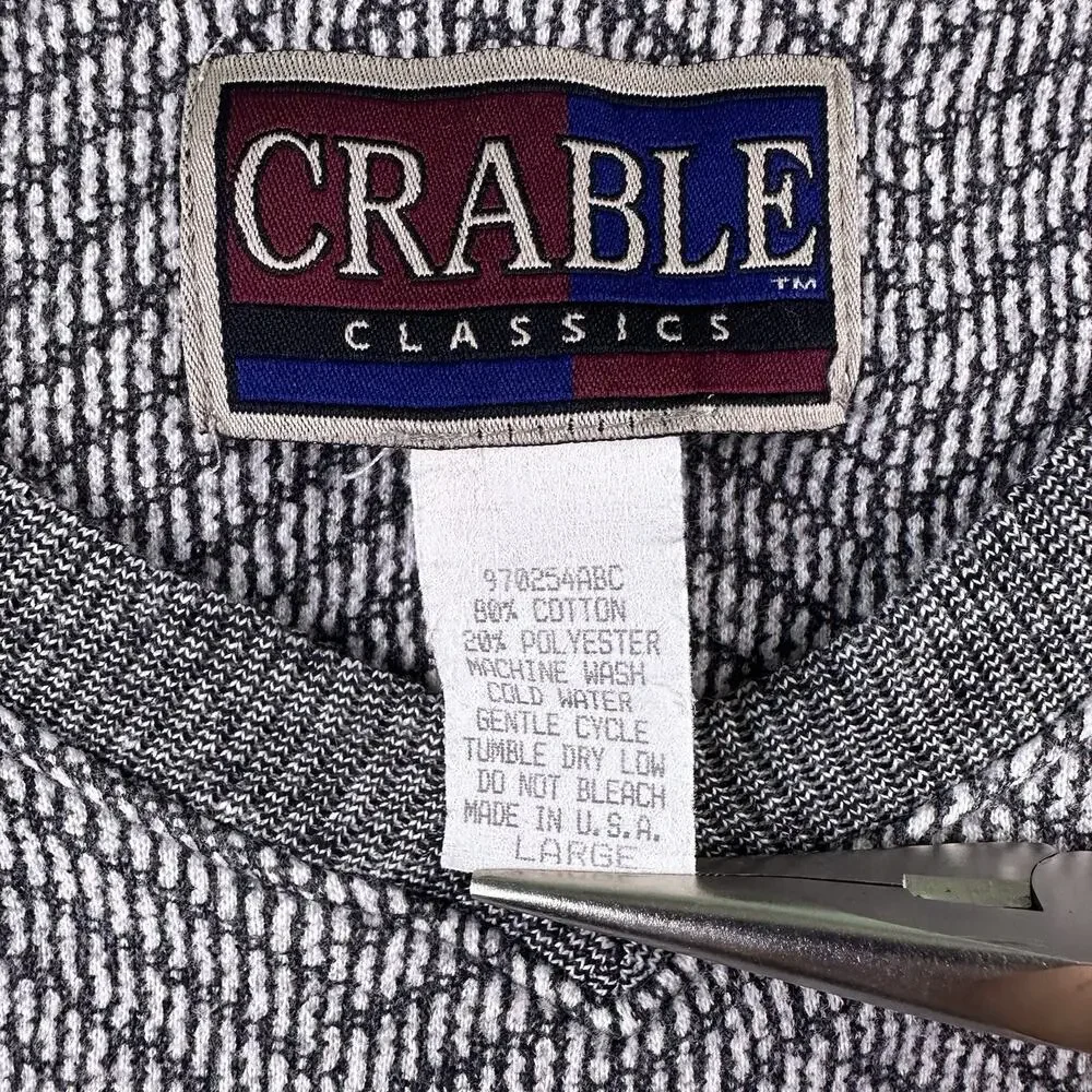 Vintage 1980’s Geometric Adult Large Knit Pullover Sweater Embroidered Golf Gray